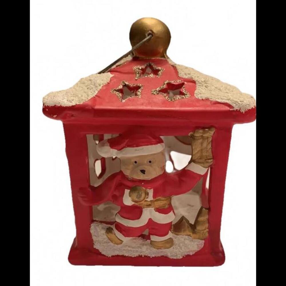 🤶🏻Christmas Santa Bears Candle Holder Ornament CHIP ON BOTTOM